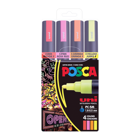 uni® POSCA® PC-5M, Neon Water-Based Paint Markers (4 Pack)