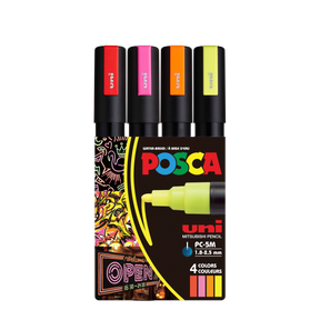 uni® POSCA® PC-5M, Neon Water-Based Paint Markers (4 Pack)