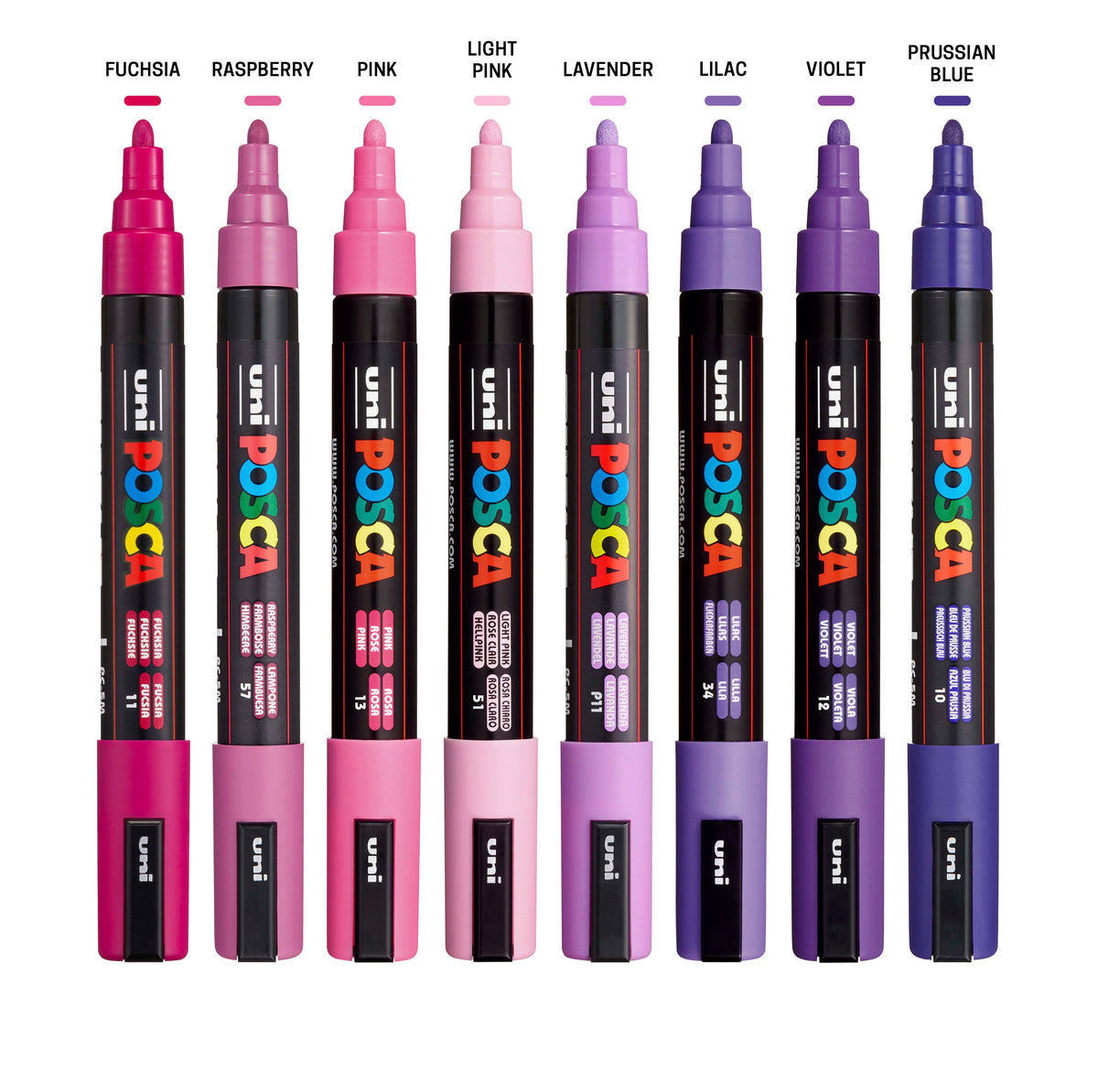 uni® POSCA® PC-5M, Purple Shade Water-Based Paint Markers (8 Pack)
