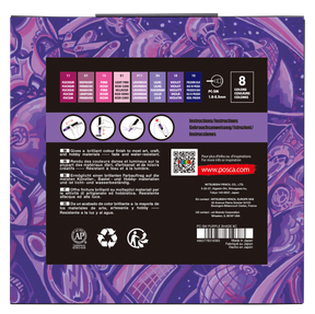 uni® POSCA® PC-5M, Purple Shade Water-Based Paint Markers (8 Pack)