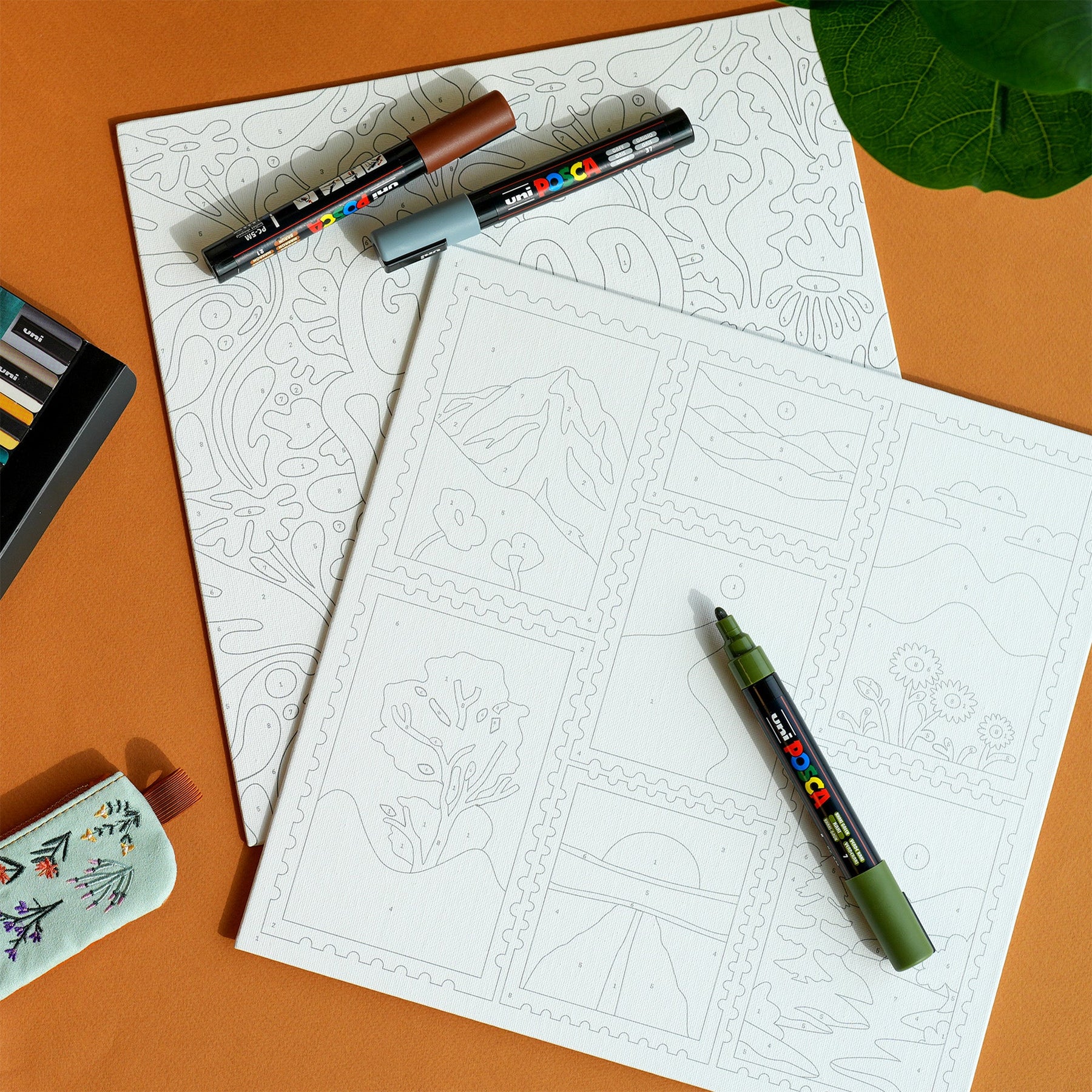 uni® POSCA® Paint-By-Number Canvas Kit,  including 5M Markers