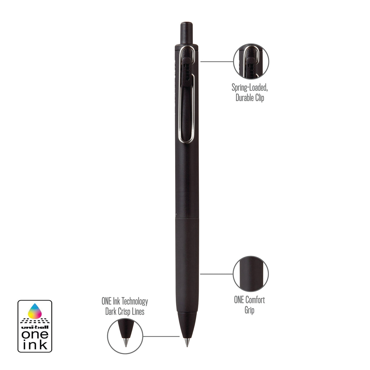 uniball™ ONE, Gel Pen, Black Barrel
