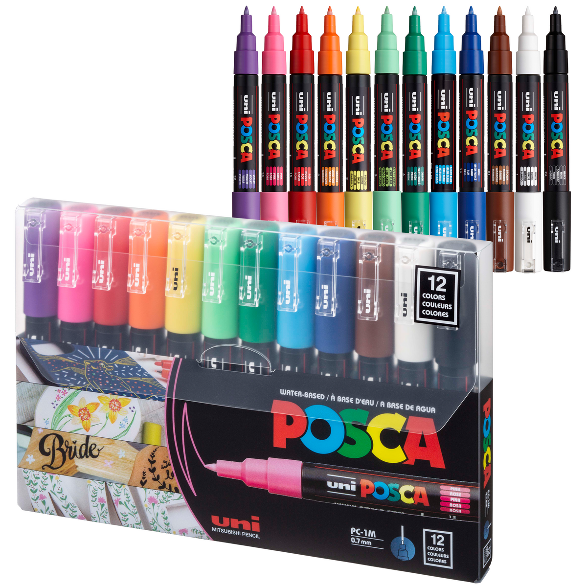 uni® POSCA® PC-1M, Water-Based Paint Markers (12 Pack)