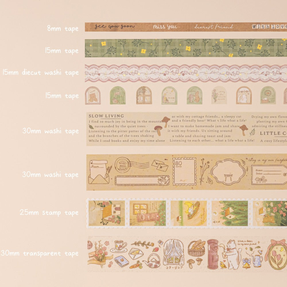 Tsuki ‘Cottage Friends’ Washi Tape Set ☾