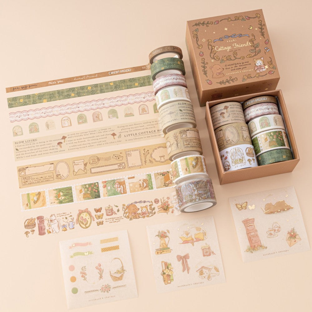 Tsuki ‘Cottage Friends’ Washi Tape Set ☾