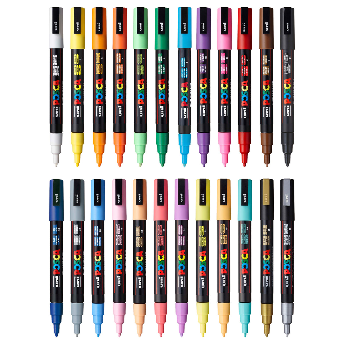 uni® POSCA® PC-3M, Water-Based Paint Markers (24 Pack)
