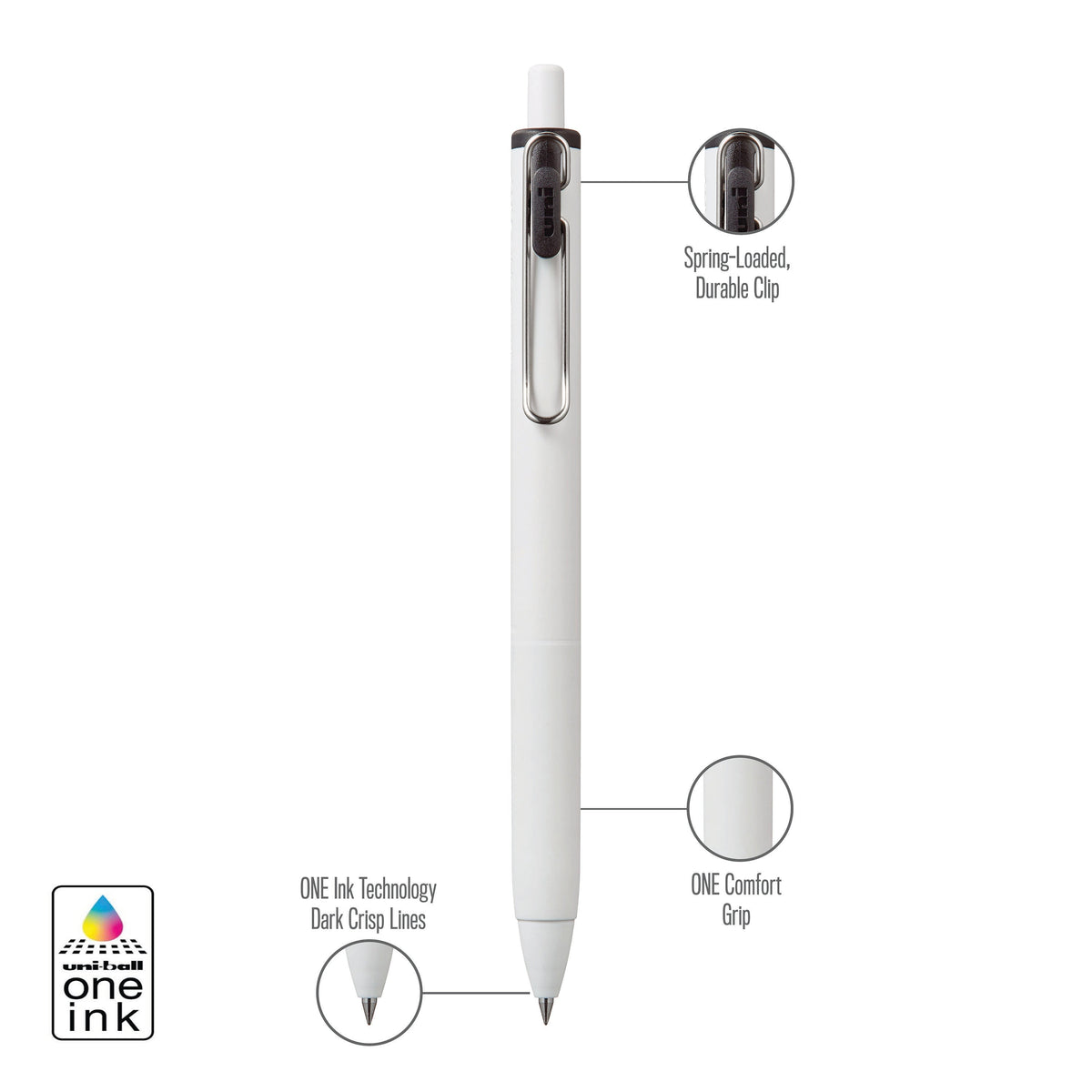 uniball™ ONE, Gel Pen, White Barrel