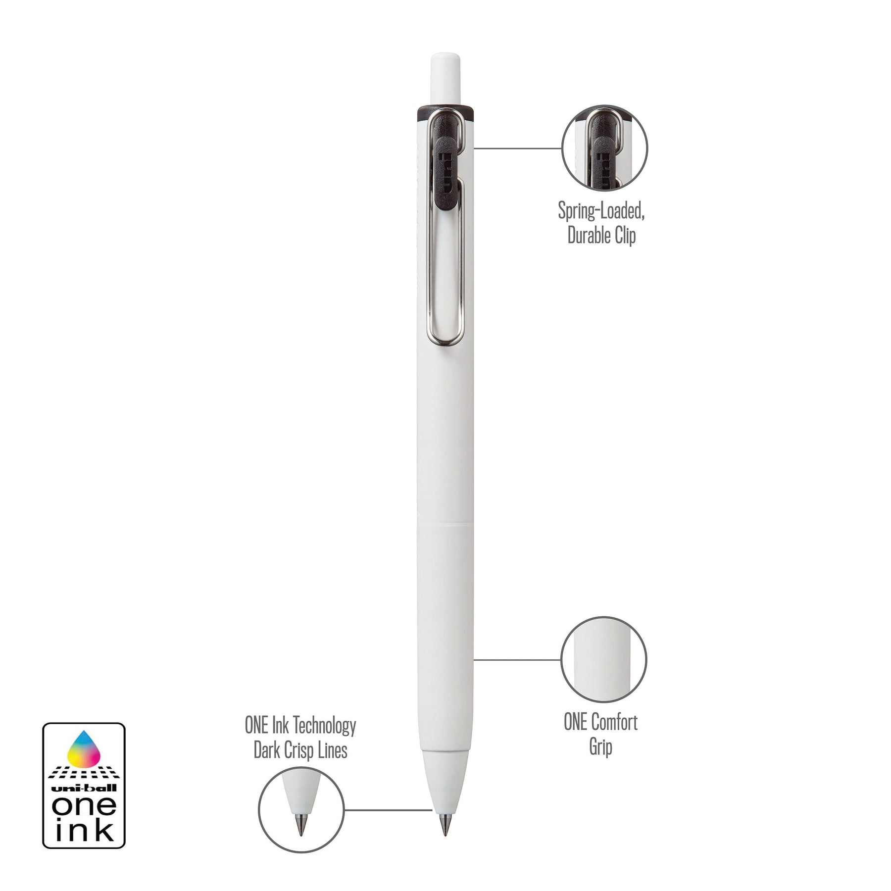 uniball™ ONE, Gel Pen, White Barrel