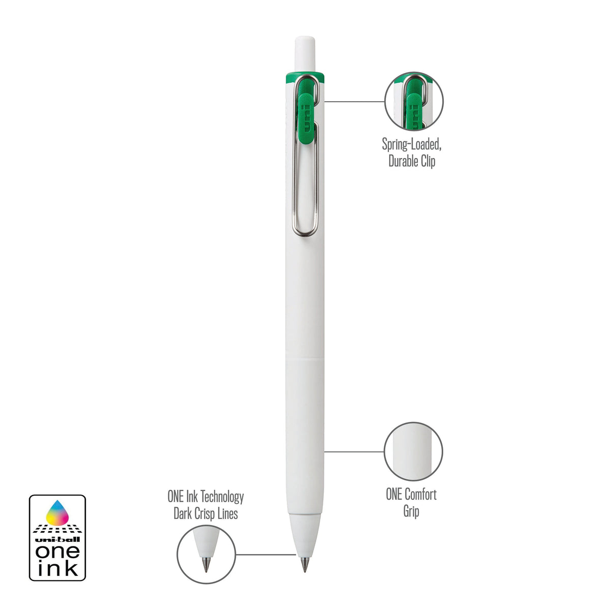 uniball™ ONE, Gel Pen, White Barrel