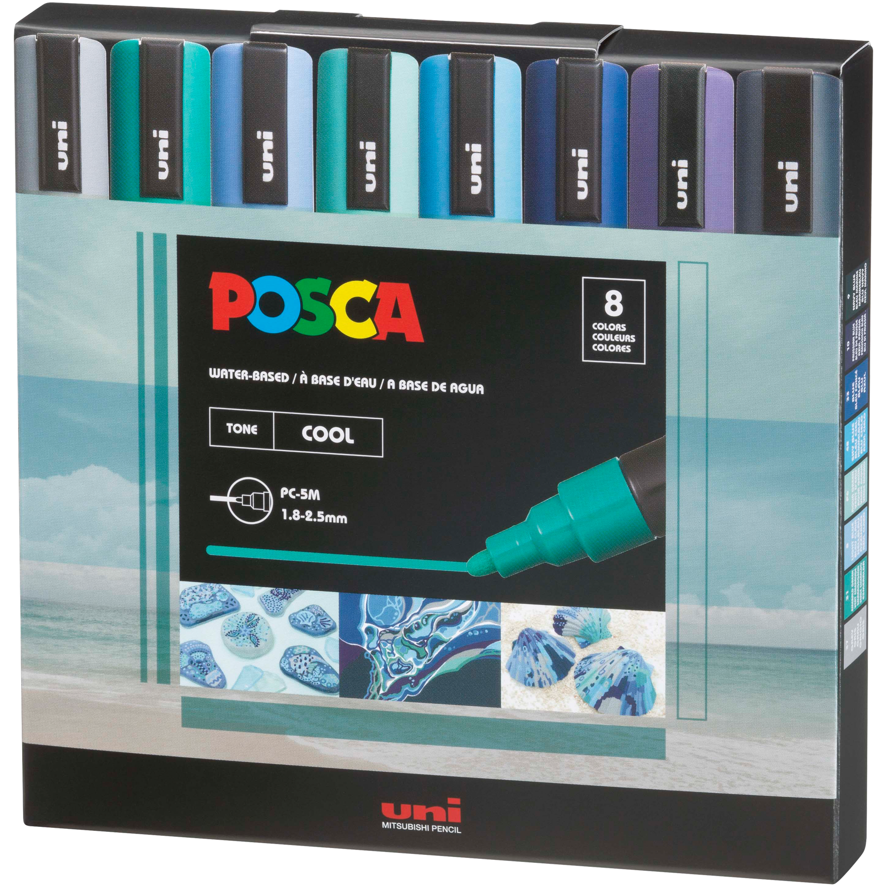 uni® POSCA® PC-5M, Cooltone Water-Based Paint Markers (8 Pack)
