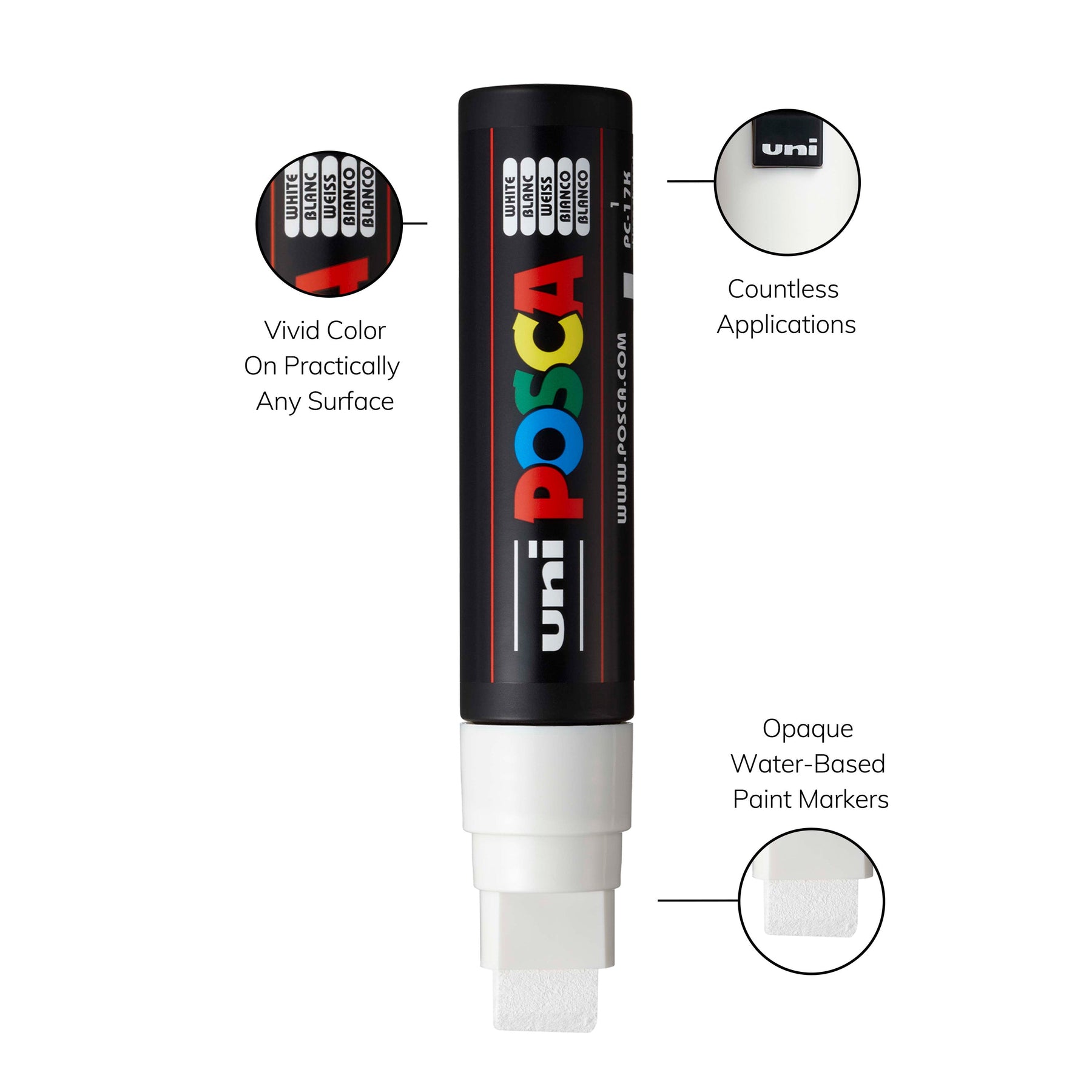 uni® POSCA® PC-MIX, Assorted White Tips, Water-Based Paint Markers (8 Pack)