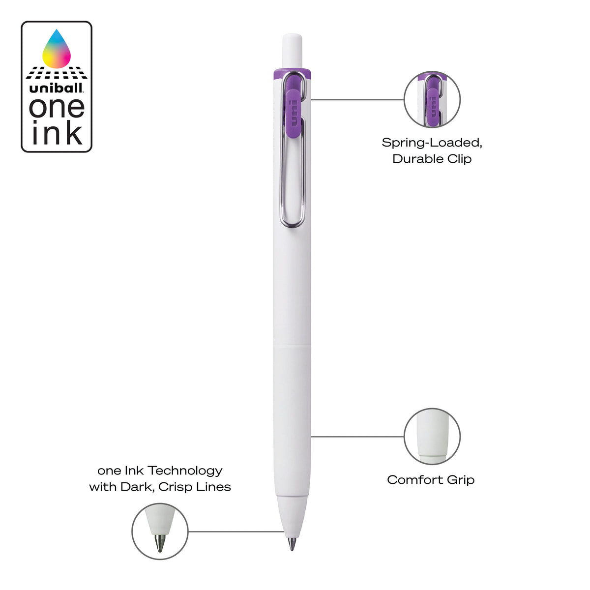 uniball™ ONE, Gel Pen, White Barrel
