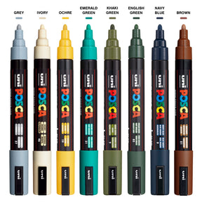 uni® POSCA® PC-5M, Earthtone Water-Based Paint Markers (8 Pack)