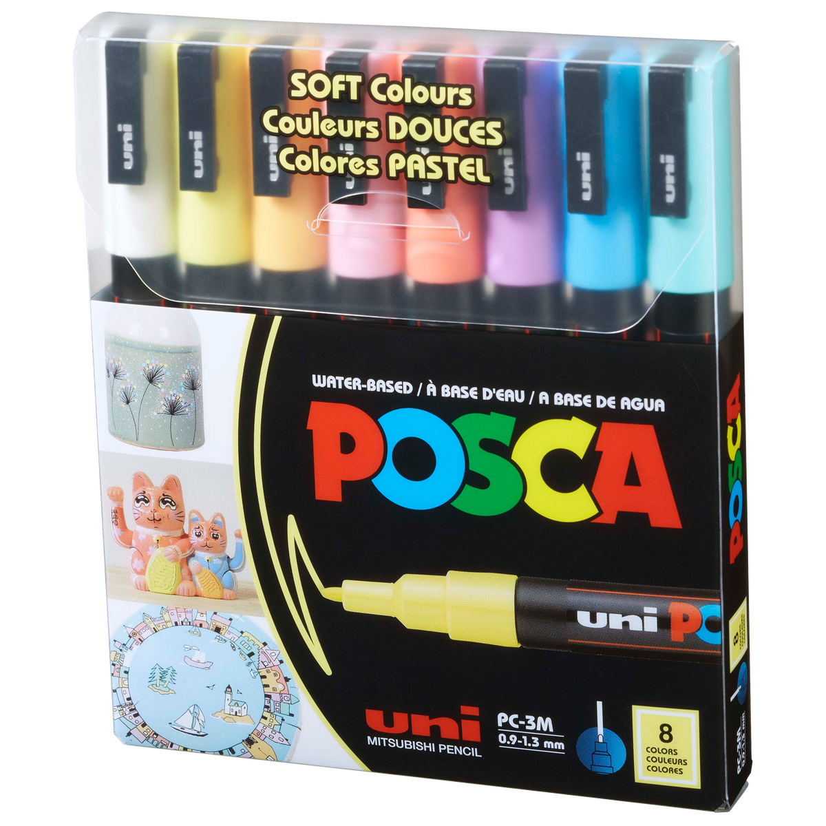 uni® POSCA® PC-3M, Soft Colors Water-Based Paint Markers (8 Pack)