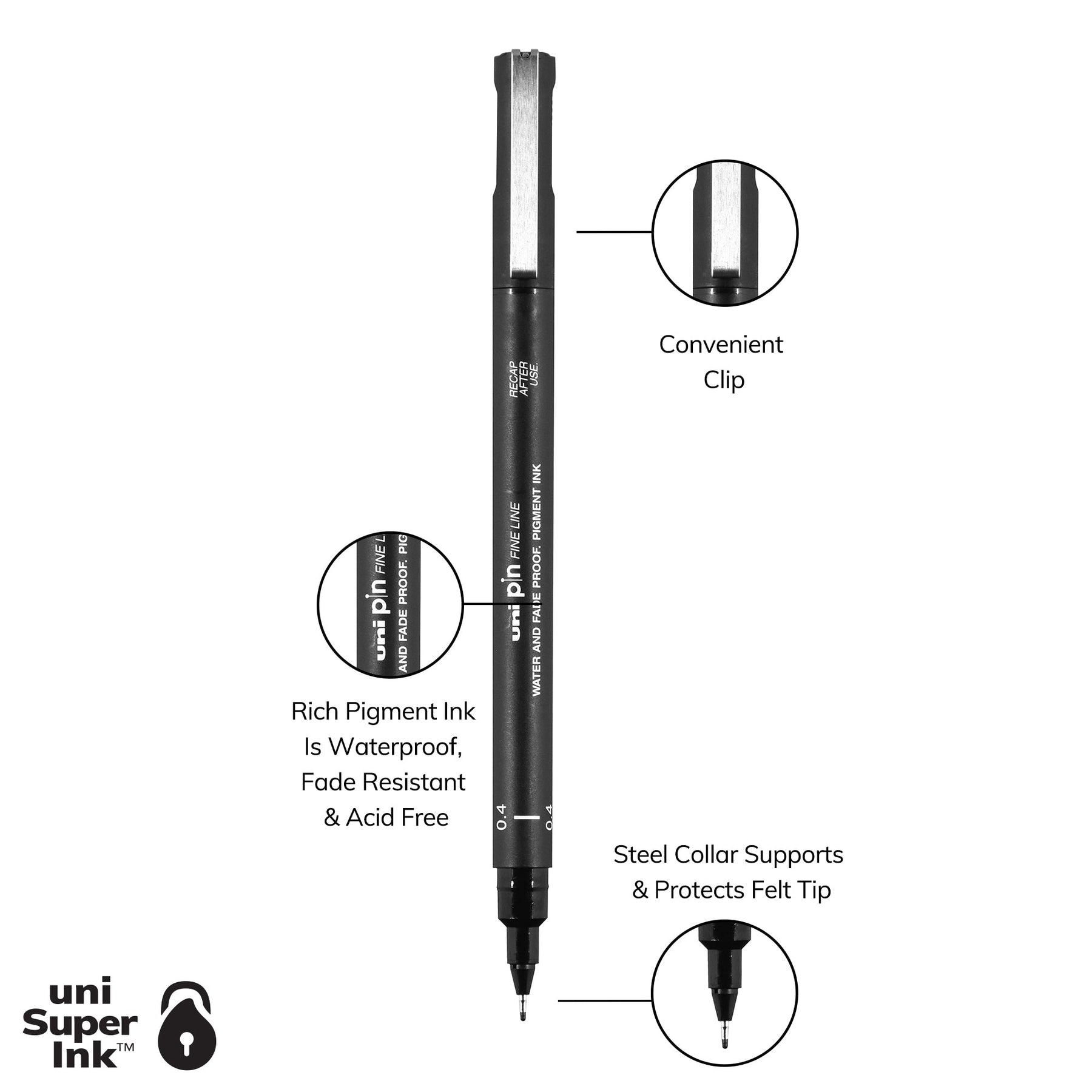 uni® Pin, Fine Line Drawing Pen 0.4 mm