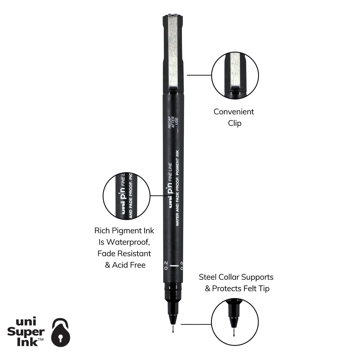 uni® Pin, Fine Line Drawing Pen 0.2 mm