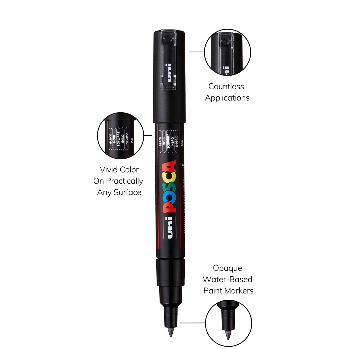 uni® POSCA® PC-1M, Water-Based Paint Markers (12 Pack)
