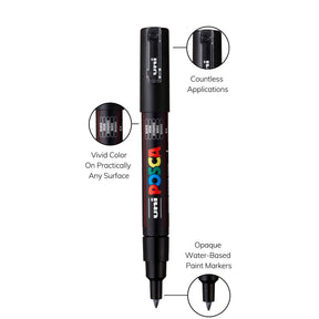 uni® POSCA® PC-1M, Water-Based Paint Markers (12 Pack)