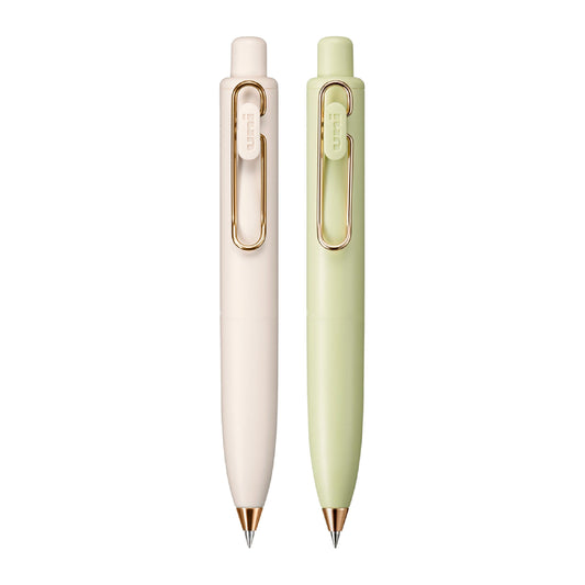 uniball™ One P Retractable Gel Pens, Yogurt and La France Colors with Gold Clips