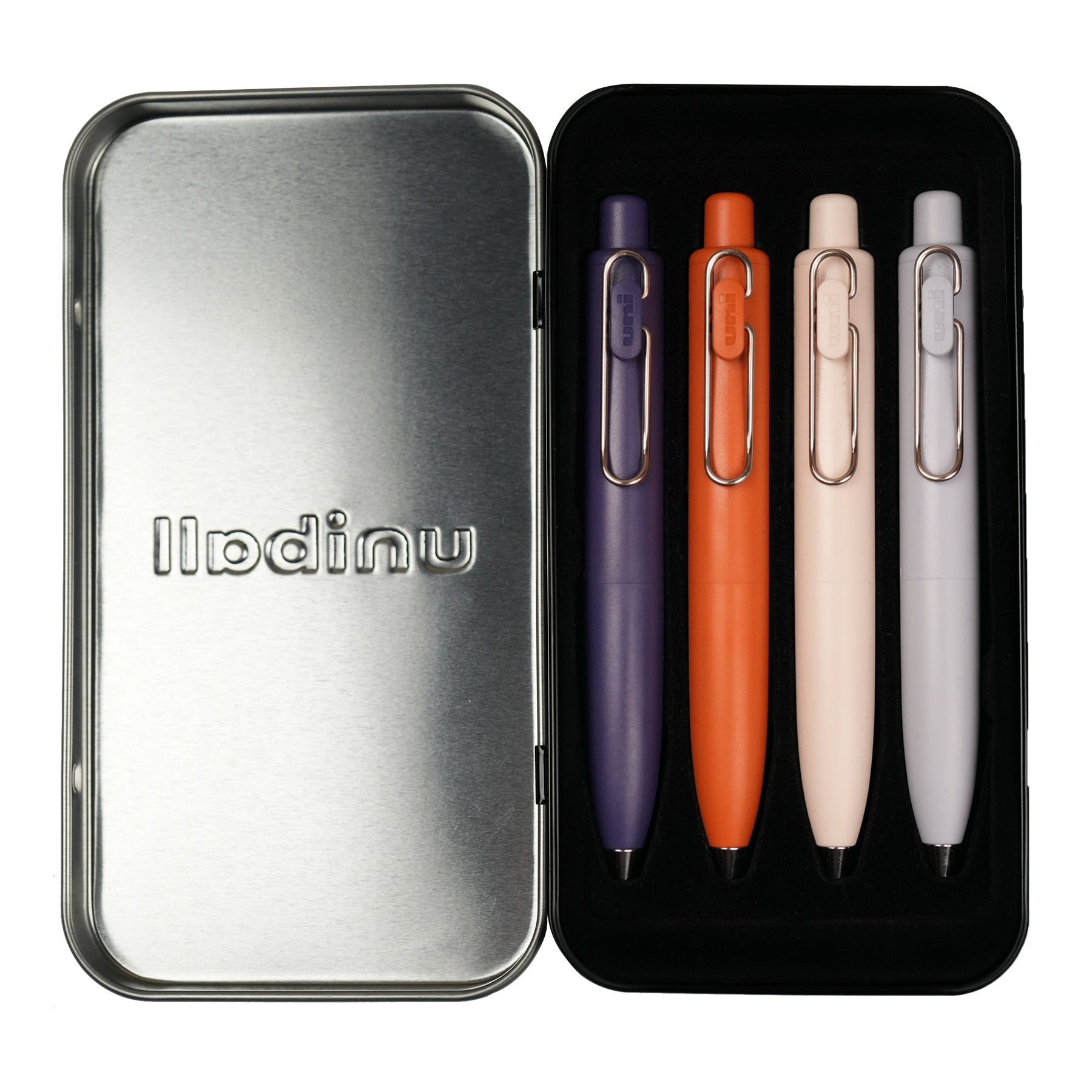 uniball™ One P Retractable Gel Pens, Mandarin Orange, Yogurt, Grape, and Soda Colors with Exclusive Tin