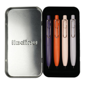uniball™ One P Retractable Gel Pens, Mandarin Orange, Yogurt, Grape, and Soda Colors with Exclusive Tin