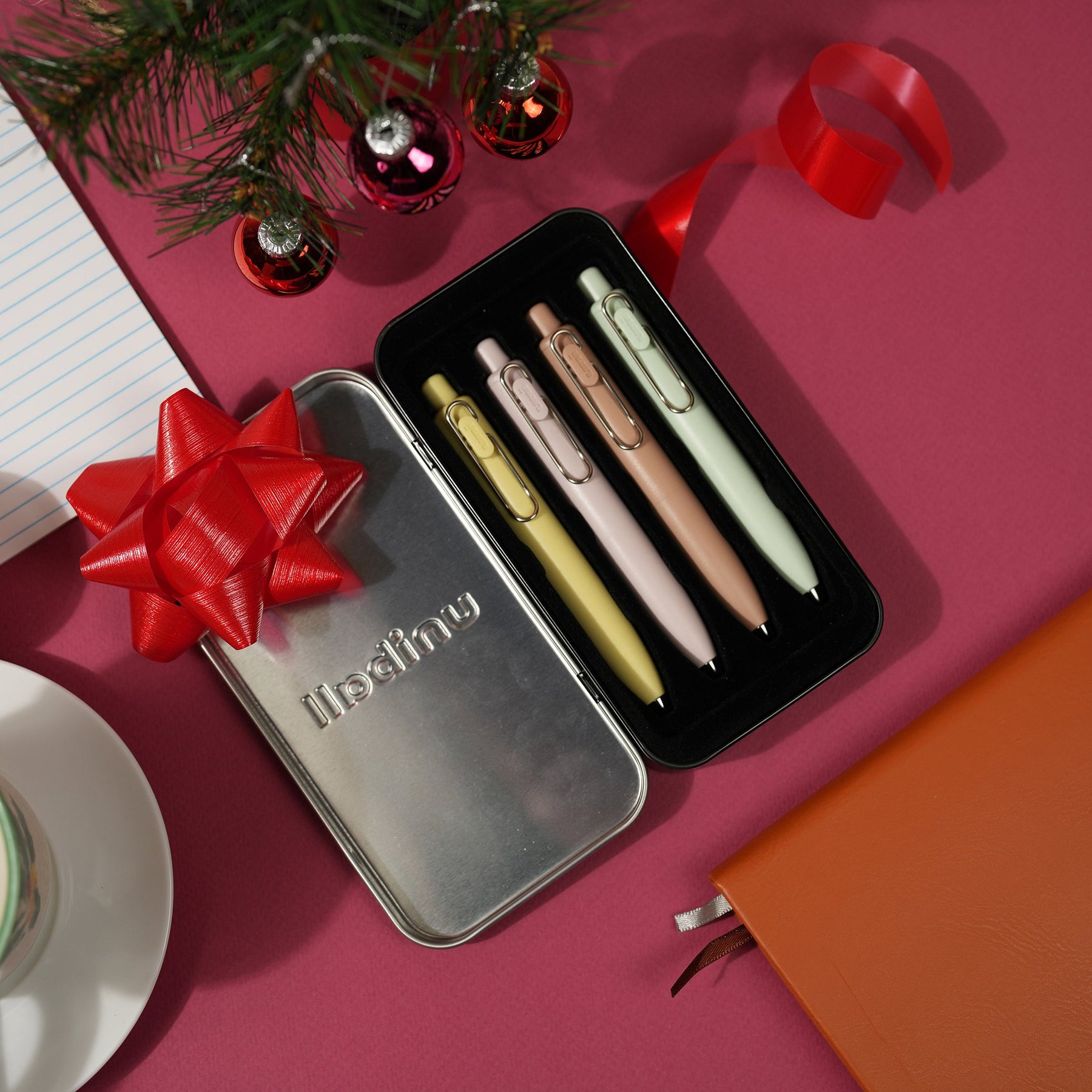 uniball™ One P Retractable Gel Pens, Banana, Peach, Mint and Coffee Colors with Exclusive Tin