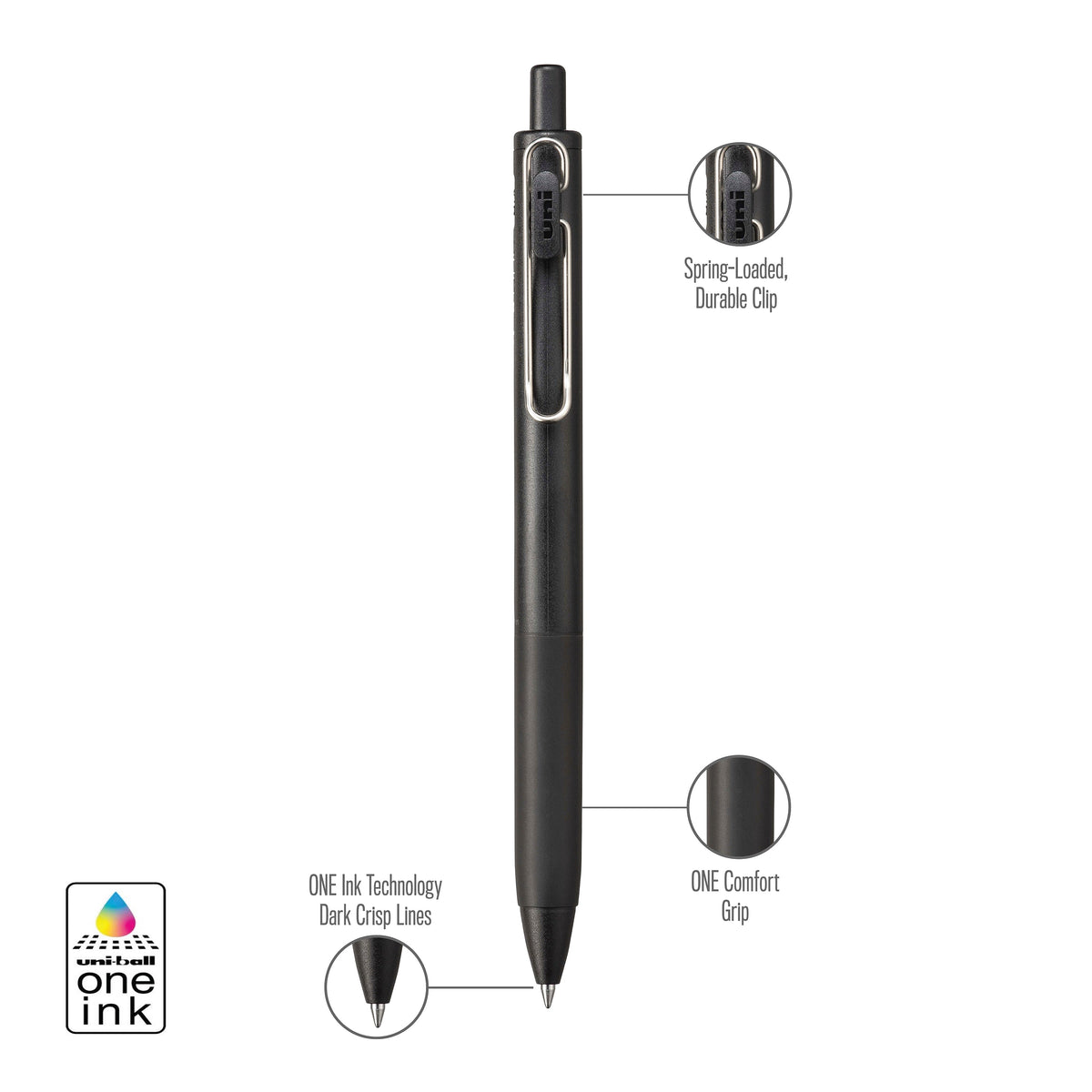 uniball™ ONE, Gel Pen, Black Barrel